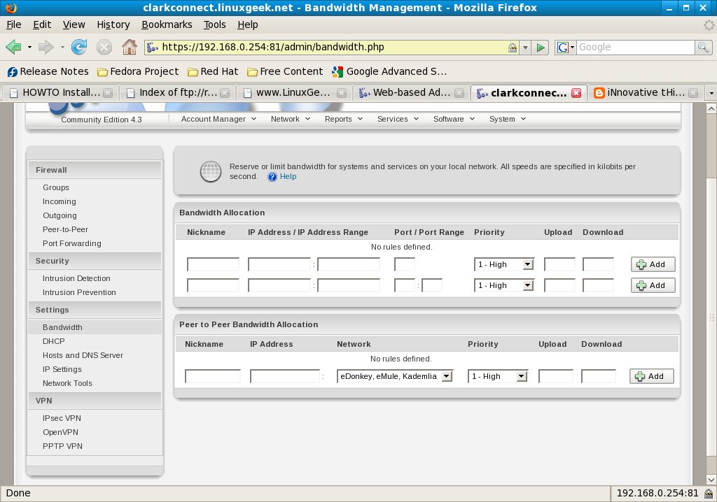 10clarkconnectbandwidthmanagement Reserve or limit bandwidth for systems and services on your local network.
