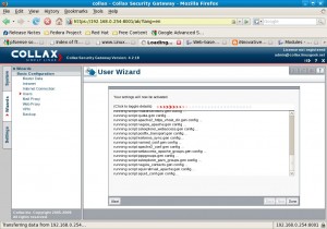 Users Wizard showing script run to configure applications. Lots of scripts getting run.