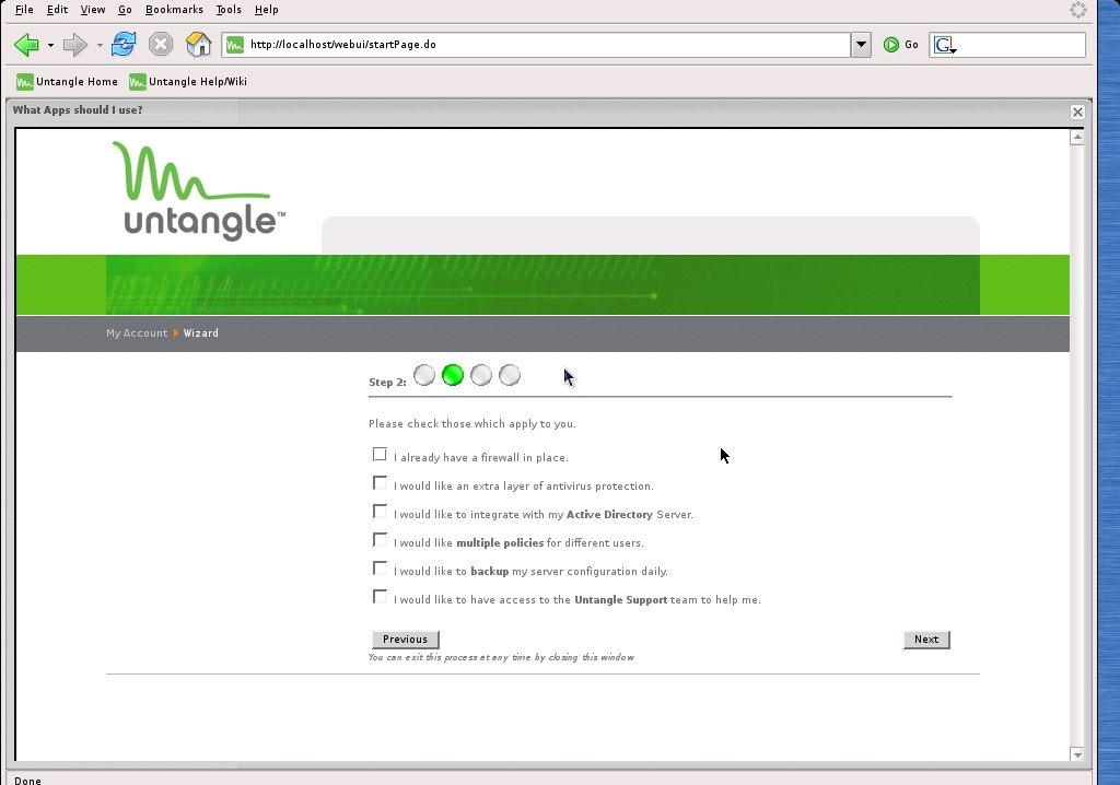 27-untangle602-applicationstep2 Step 2 Application Wizard Control