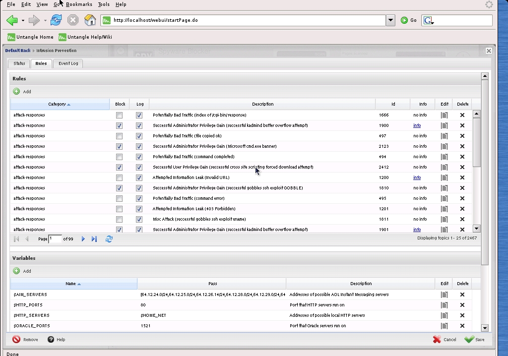 33-untangle602-intrusionprevention Settings for Intrusion Detection and Prevention