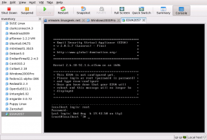VMWare Server Console Starting the ESVA virtual machine the first time